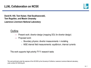 LLNL Collaboration on NCSX