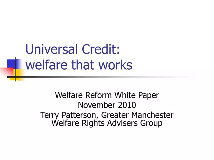 universal credit welfare that works