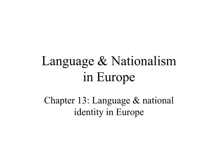 language nationalism in europe