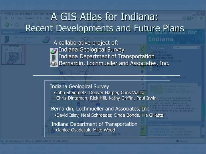 a gis atlas for indiana recent developments and future plans
