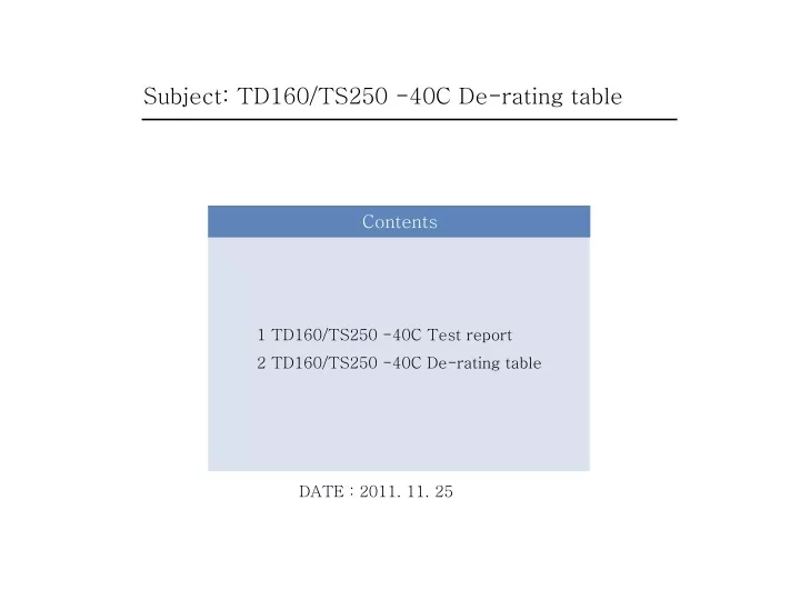 subject td160 ts250 40c de rating table