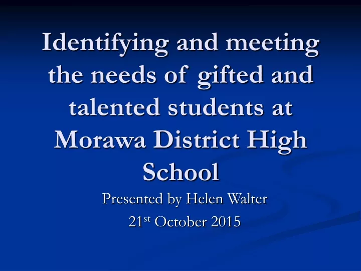 identifying and meeting the needs of gifted and talented students at morawa district high school