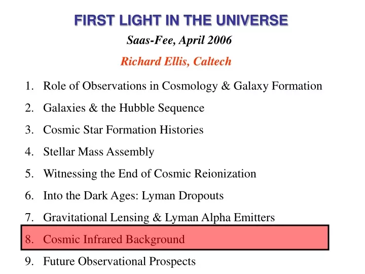 first light in the universe