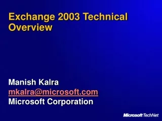 Exchange 2003 Technical Overview