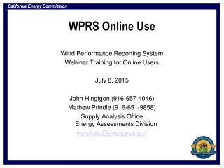 WPRS Online Use