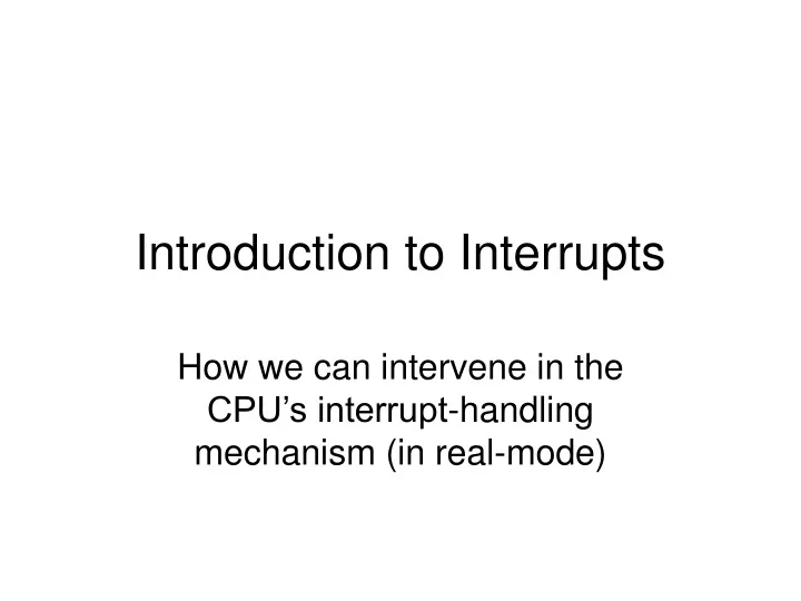introduction to interrupts