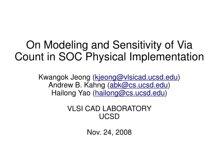 on modeling and sensitivity of via count