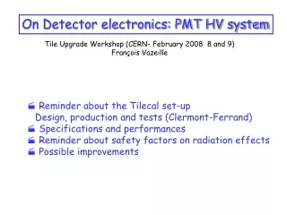On Detector electronics: PMT HV system