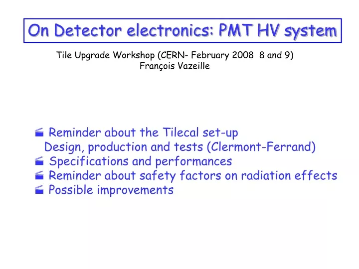 on detector electronics pmt hv system