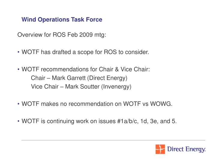 wind operations task force