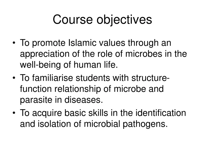 course objectives