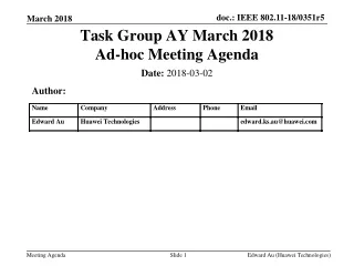 Task Group AY March 2018 Ad-hoc Meeting Agenda