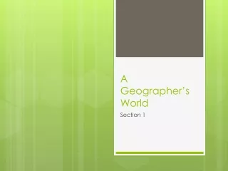 A Geographer’s World