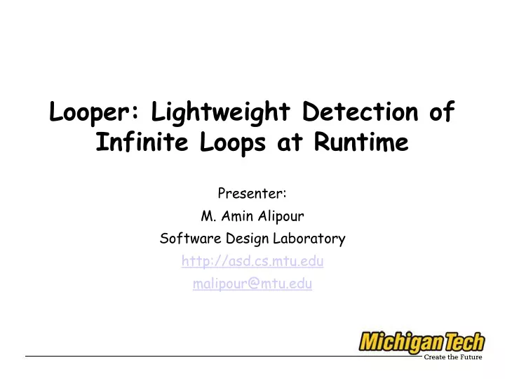 looper lightweight detection of infinite loops