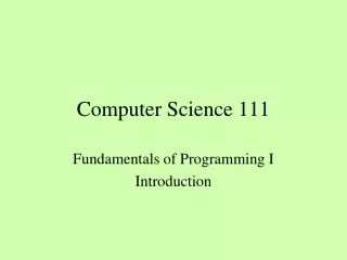 Computer Science 111