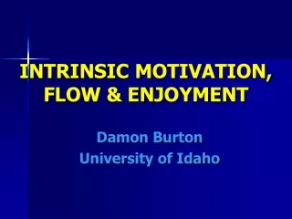 INTRINSIC MOTIVATION,  FLOW &amp; ENJOYMENT