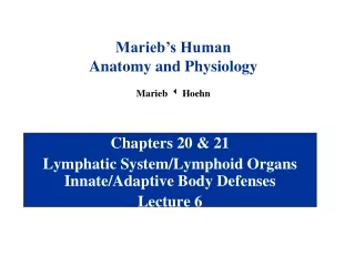 Chapters 20 &amp; 21 Lymphatic System/Lymphoid Organs Innate/Adaptive Body Defenses Lecture 6