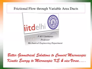 Frictional Flow through Variable Area Ducts