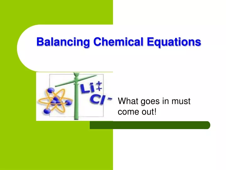 balancing chemical equations