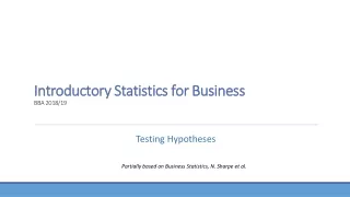 Introductory Statistics  for Business BBA 2018/19