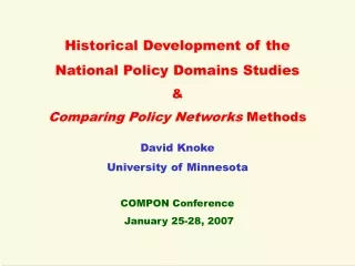 Historical Development of the  National Policy Domains Studies &amp;