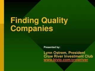 Finding Quality Companies
