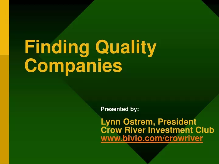 finding quality companies