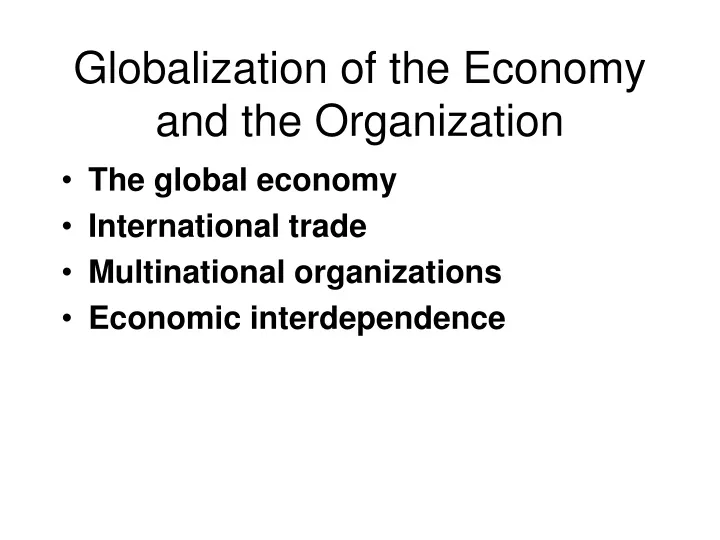 globalization of the economy and the organization