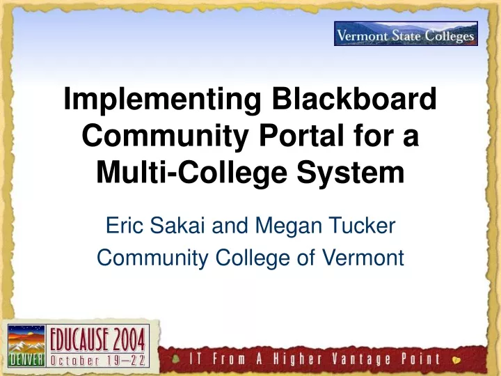 implementing blackboard community portal for a multi college system