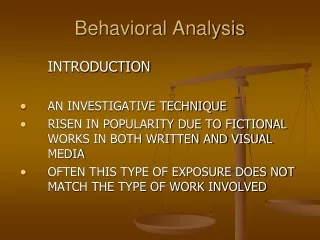 Behavioral Analysis