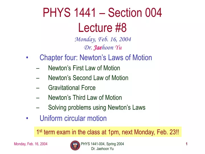 phys 1441 section 004 lecture 8
