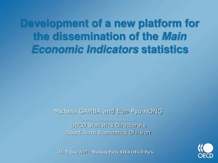 development of a new platform for the dissemination of the main economic indicators statistics