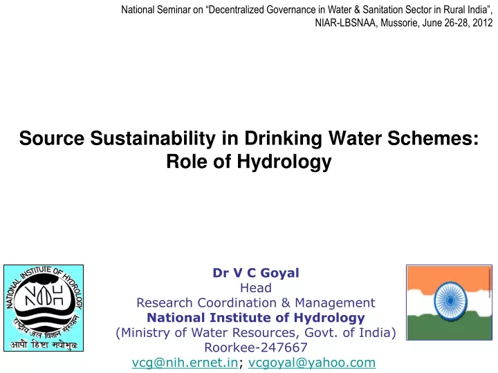 source sustainability in drinking water schemes role of hydrology