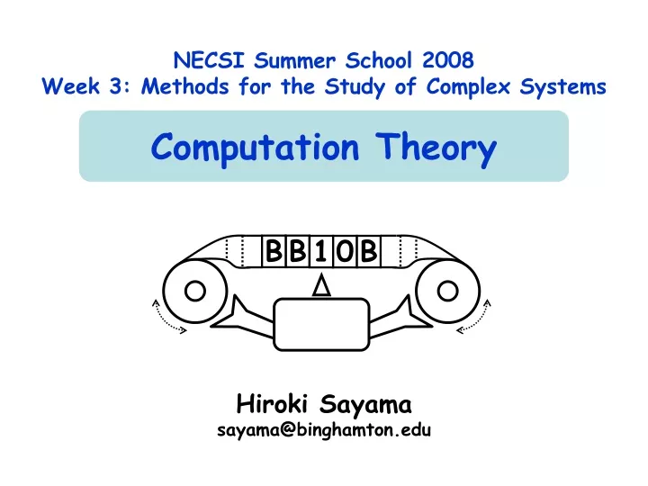 necsi summer school 2008 week 3 methods for the study of complex systems computation theory