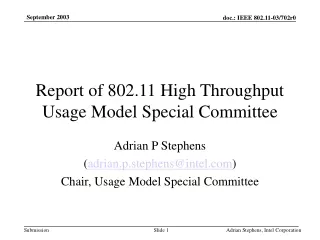 Report of 802.11 High Throughput Usage Model Special Committee