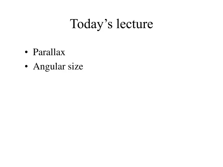 today s lecture