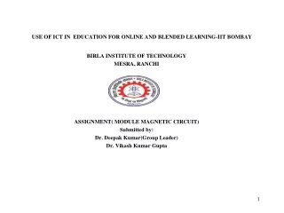 USE OF ICT IN  EDUCATION FOR ONLINE AND BLENDED LEARNING-IIT BOMBAY