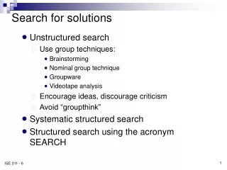 Search for solutions