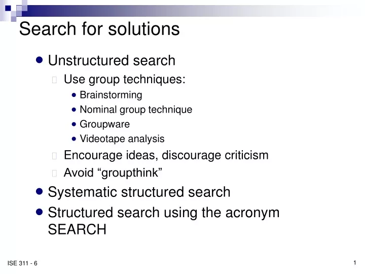 search for solutions