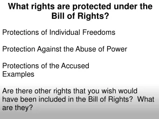 What rights are protected under the Bill of Rights?