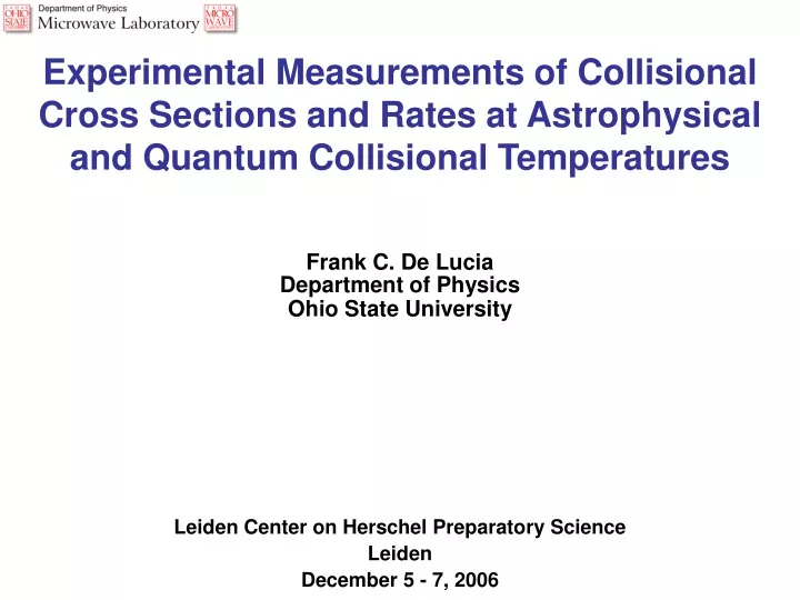 experimental measurements of collisional cross