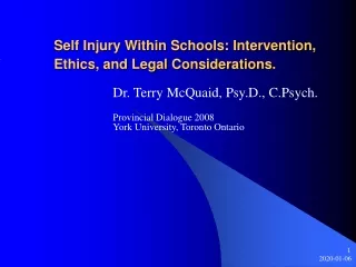 Self Injury Within Schools: Intervention, Ethics, and Legal Considerations.