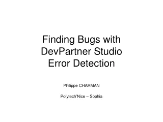 Finding Bugs with DevPartner Studio Error Detection
