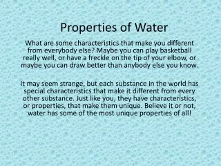 Properties of Water