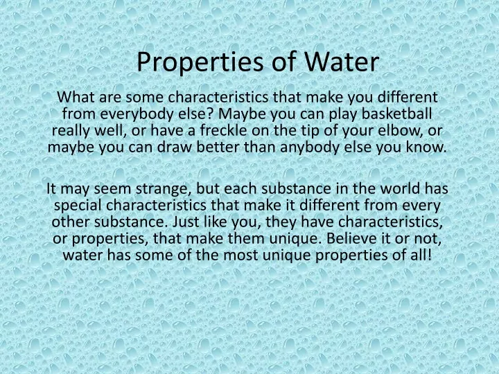 properties of water