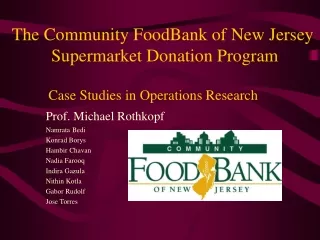 The Community FoodBank of New Jersey  Supermarket Donation Program