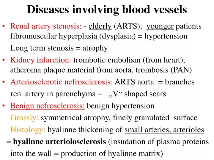 diseases involving blood vessels