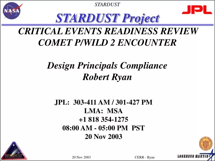 stardust project critical events readiness review