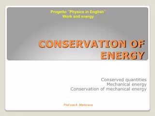 CONSERVATION OF ENERGY