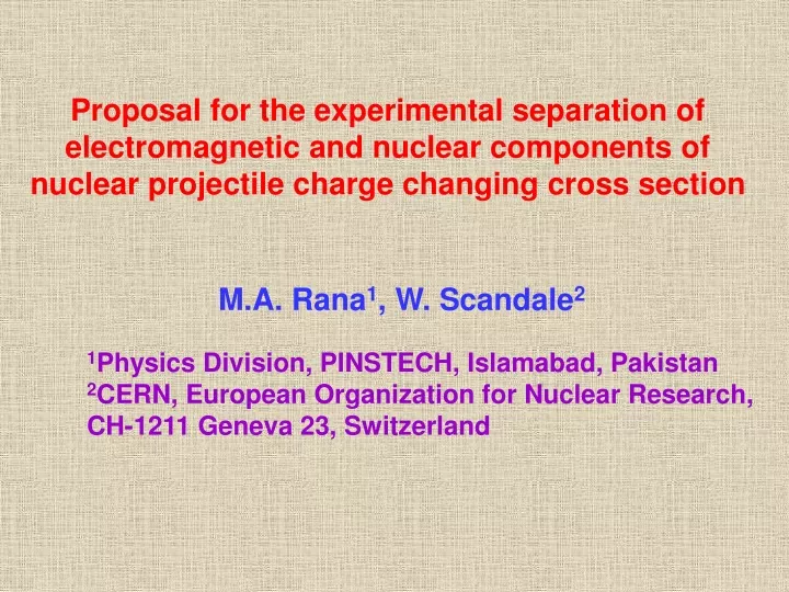 proposal for the experimental separation